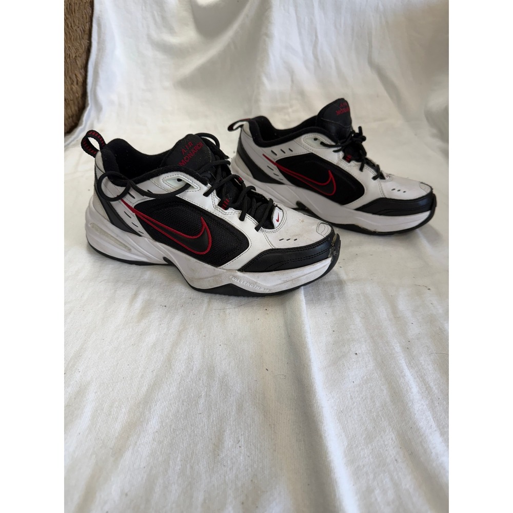 Nike Air Monarch IV White Black Red Training Shoes 415445-101 Mens Size 8